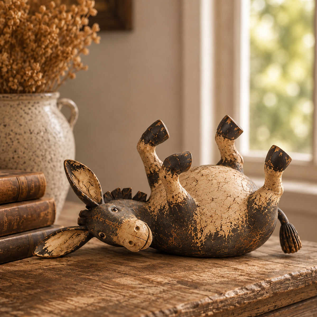 Whimsical Rustic Donkey Figurine – Vintage Farmhouse Animal Decor