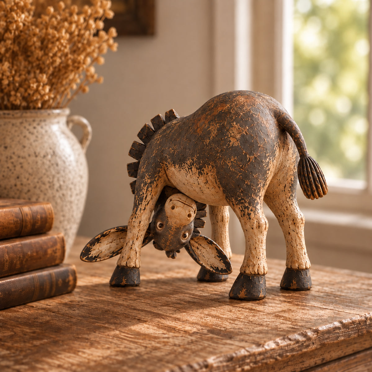 Whimsical Rustic Donkey Figurine – Vintage Farmhouse Animal Decor