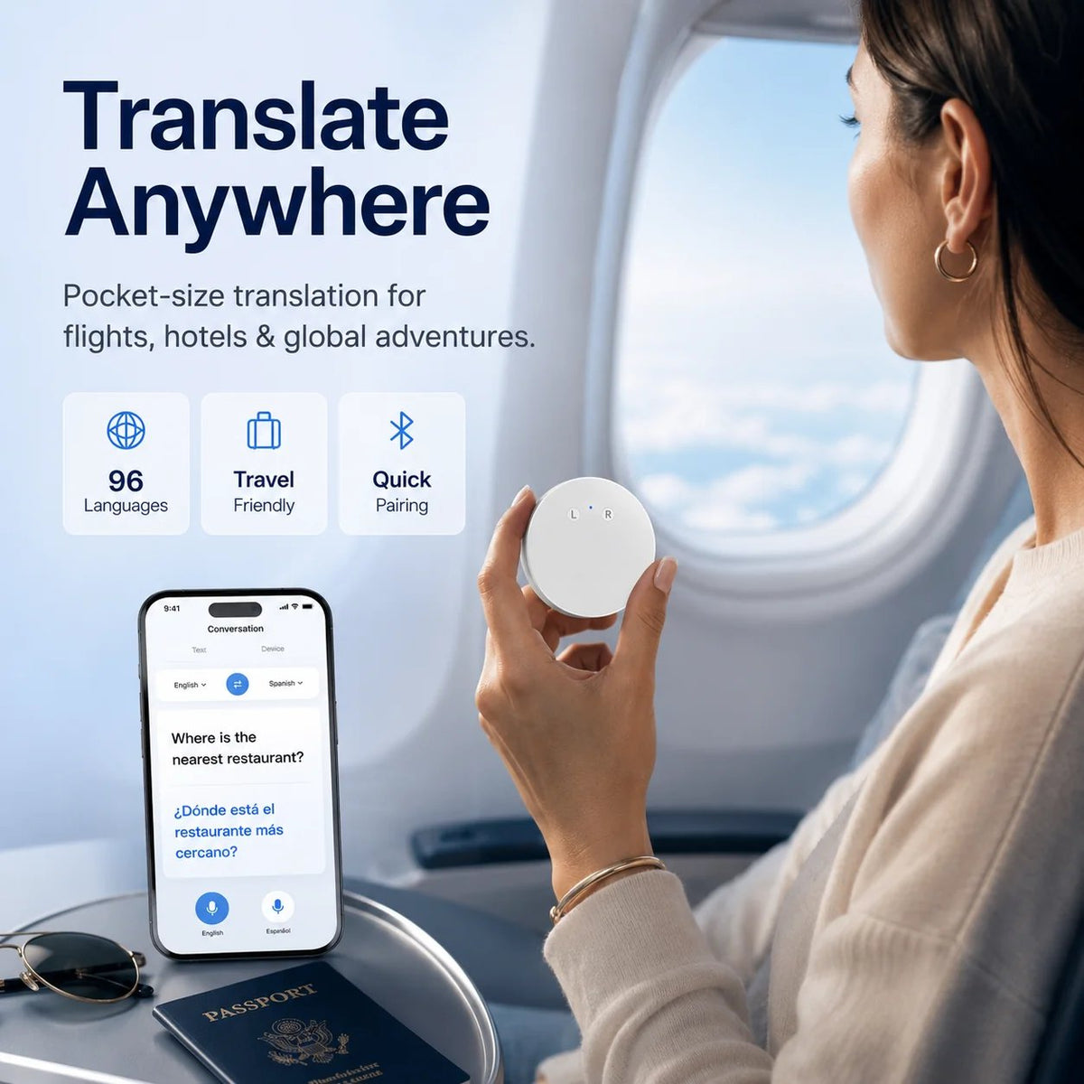 🤖 Real-Time Two-Way Voice Translation in 165+ Languages –AI Pocket Translator
