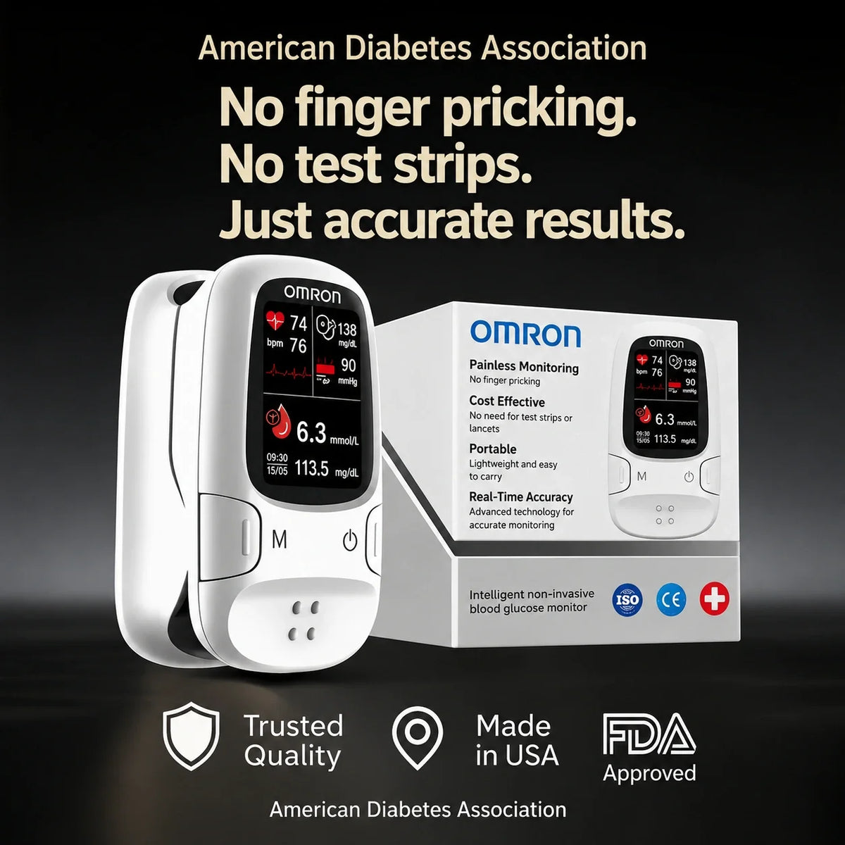 🩸 Omron™ Smart Non-Invasive Glucose Meter – Simple, Convenient & Easy to Use ✨