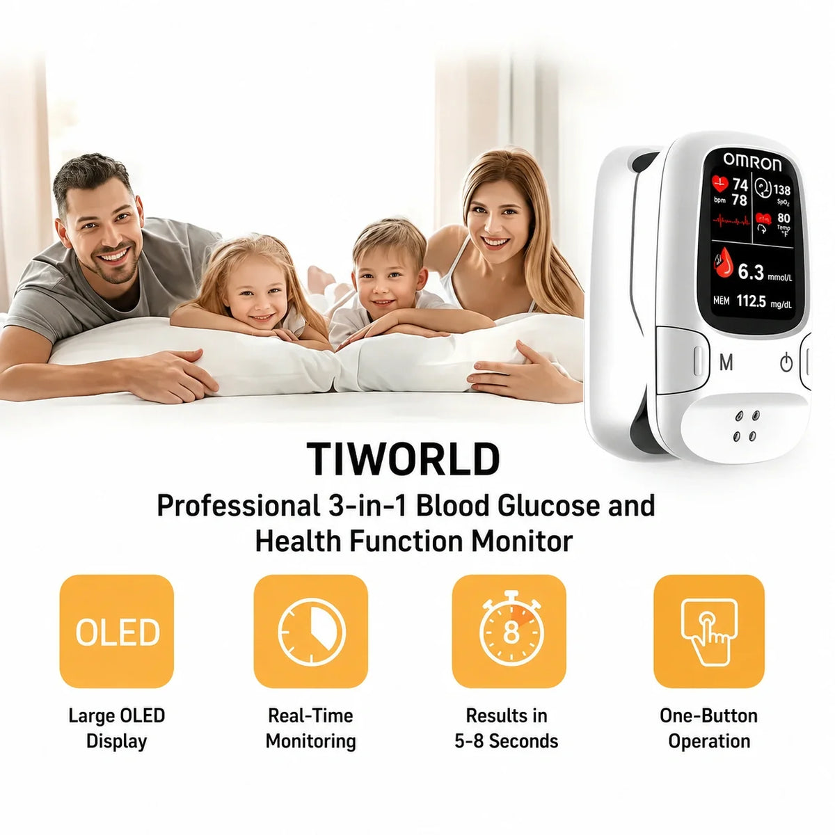 🩸 Omron™ Smart Non-Invasive Glucose Meter – Simple, Convenient & Easy to Use ✨