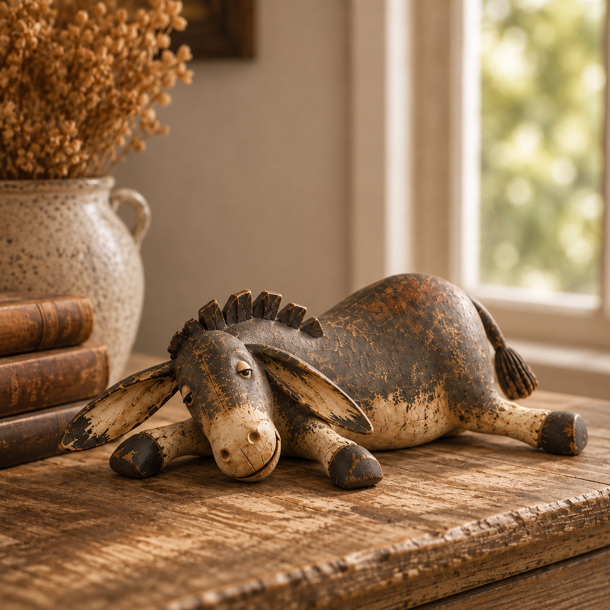 Whimsical Rustic Donkey Figurine – Vintage Farmhouse Animal Decor